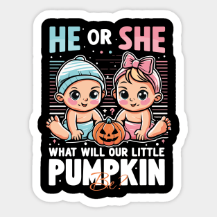 Anticipation Awaits: What Will Our Little Pumpkin Be – He or She? Sticker